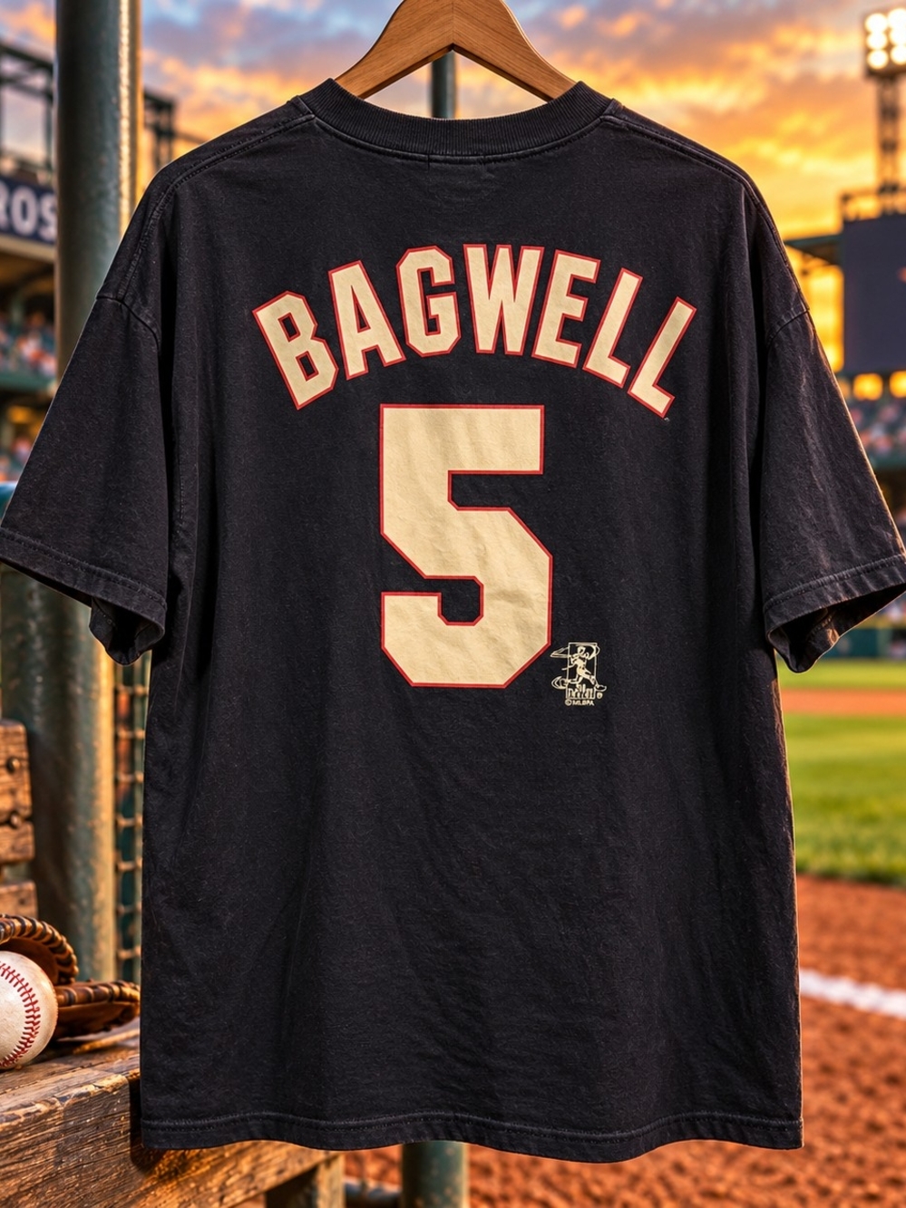 Vintage Houston Astros Jeff Bagwell #5 T-Shirt XL Majestic MLB Made USA